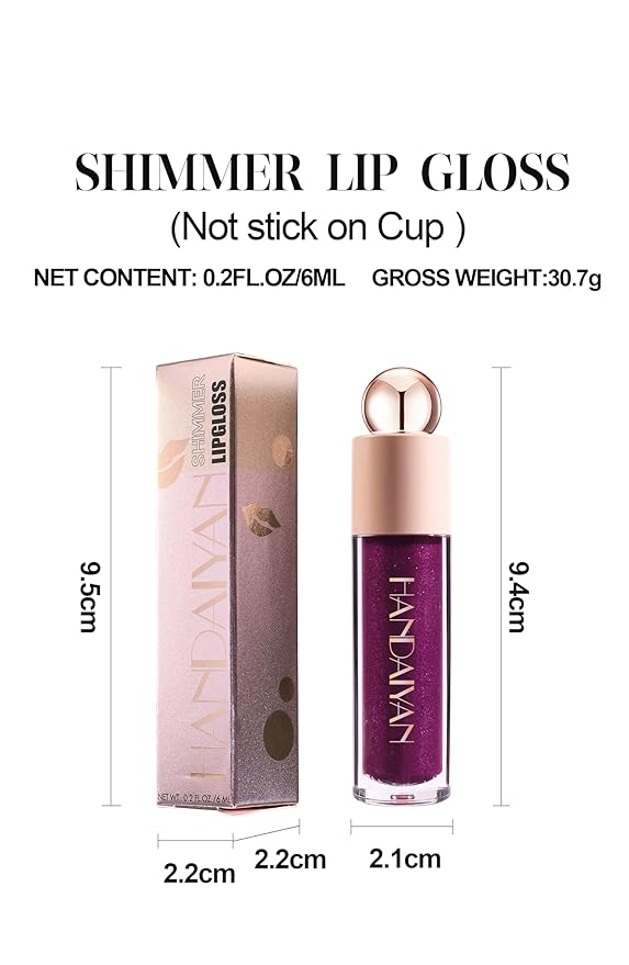 Shimmer Lip Gloss,Shine Liquid Lipstick Glossy Shimmer Finish, Glitter Sparkly Smooth Primer Lip Tint,Moisturizing Matte Lip Glaze Fine Glitter Waterproof Non-Stick Cup for Girls Women(#07)
