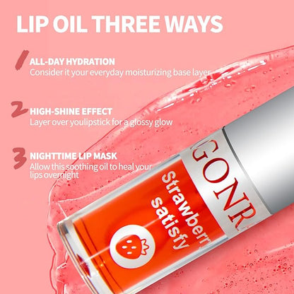 3Pcs Non-Sticky Hydrating Lip Glow Oil High Moisturizing Hydrating