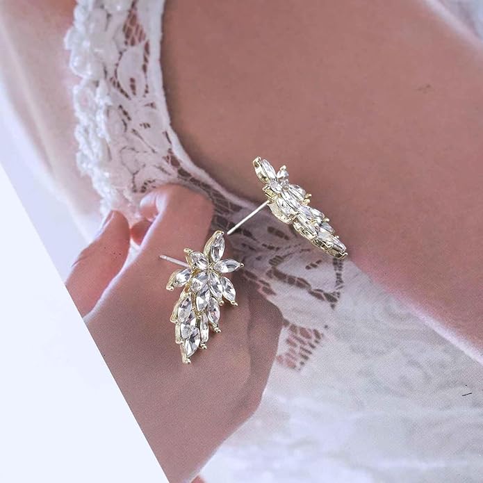 Vintage Crystal Leaf Earrings Leaf Cluster