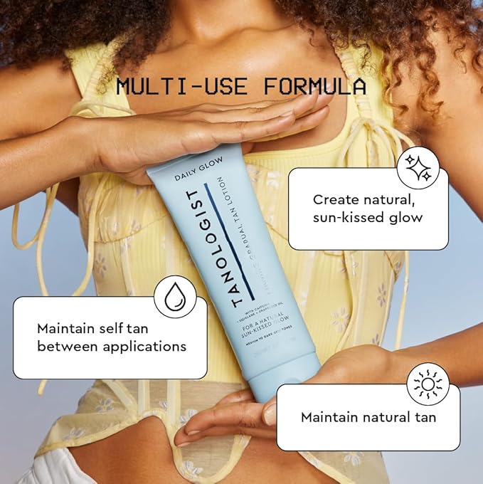 Tanologist Firming Daily Glow - Medium/Dark - Toning & Firming Gradual Tan Lotion - Natural, Sun Kissed Glow - Daily Tanning Lotion with Caffeine, Squalane & Grapeseed Oil - 8.45 fl oz