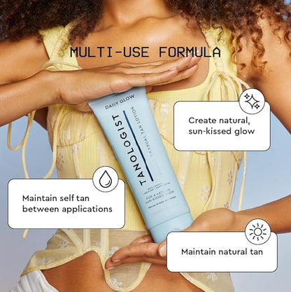 Tanologist Firming Daily Glow - Medium/Dark - Toning & Firming Gradual Tan Lotion - Natural, Sun Kissed Glow - Daily Tanning Lotion with Caffeine, Squalane & Grapeseed Oil - 8.45 fl oz