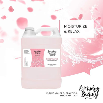 Rose Water Facial Toner Bulk - 1 Gallon Alcohol-Free Vegan All Natural Refreshing for Face and Hair - Uplifts, Calming & Soothing for All Skin Types