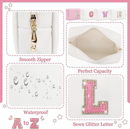 Initial letter patch makeup bag,