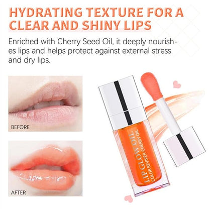 MAEPEOR Hydrating Lip Glow Oil 10 Colors Moisturizing Lip Oil Gloss Non-sticky Transparent Lip Gloss Long Lasting Nourishing Tinted Lip Balm with Big Brush Head (IColors 06)