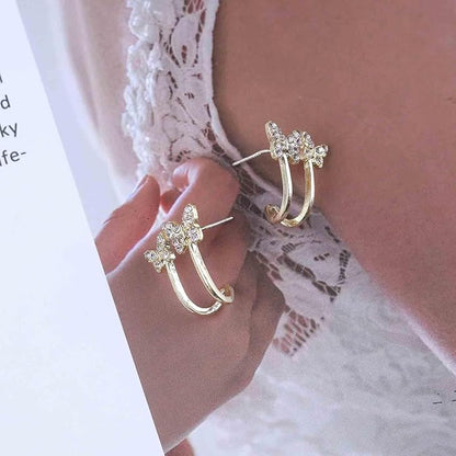 Vintage Crystal Butterfly Claw Earrings Rhinestone