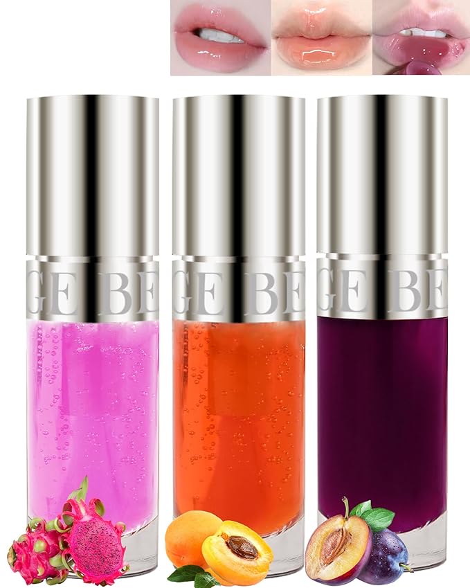 Lip Glow Oil Kit-3 Colors Moisturizing Tinted Lip Glow