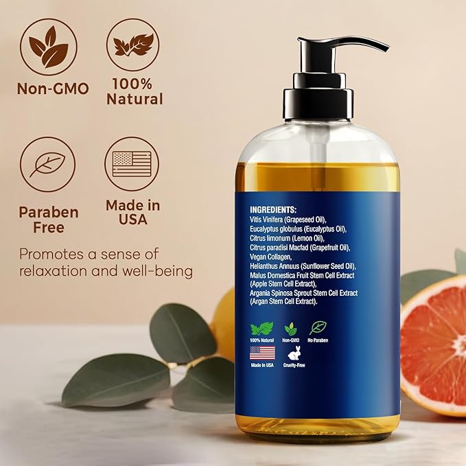 Anti-Cellulite Massage Oil for Massage Therapy 8 fl oz - Vegan Collagen Oil for Thighs, Butt, and Legs - Reduces Cellulite for Women and Men - Nexon Botanics