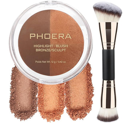 PHOERA Contour Palette,Shades with Highlighter & Bronzer & Makeup (#004)