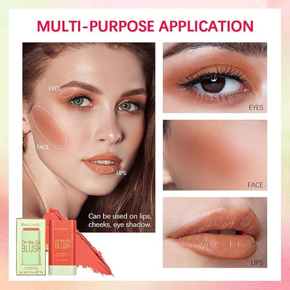 Multi-Use Makeup Blush Stick, Cream Blush Stick, Tinted (3#Coral Orange)