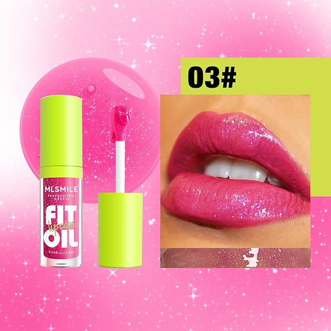 Lip Oil Lip Glaze, Big Brush Head Hydrating Lip Glow Oil,Shiny Transparent Lip Gloss Plumping,Long Lasting Nourishing Non-sticky Fresh Clear Smooth Lip Care (#03)