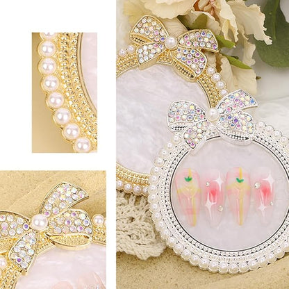 2 Pack Bow with Rhinestones Pearl Nail Art