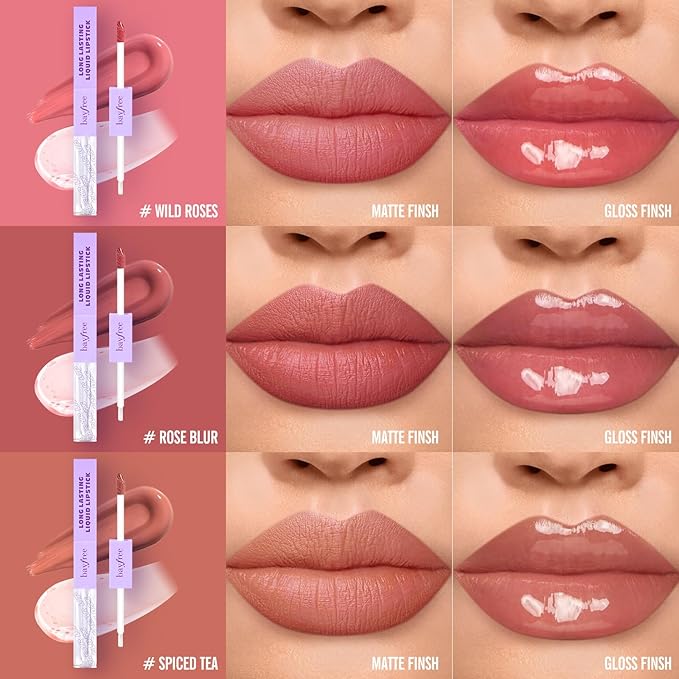 Long Lasting Liquid Lipstick with Clear Lip Gloss Long