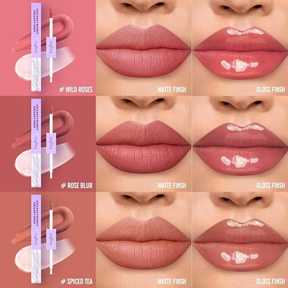 Long Lasting Liquid Lipstick with Clear Lip Gloss Long