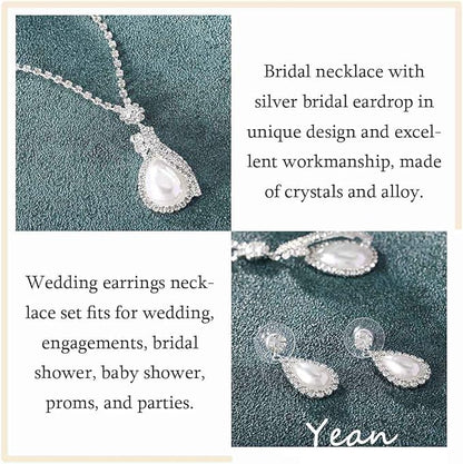 Yean Bride Silver Necklace Earrings Set