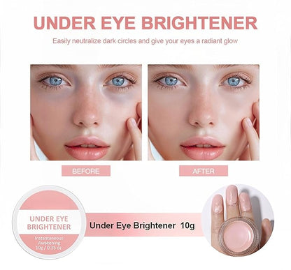 4 Colors Under Eye Brightener, Conceal & Brighten Dark Circles, Nourishing Waterproof Under Eye Cream Pot Concealer Full Coverage Peach Color Corrector Makeup(00)