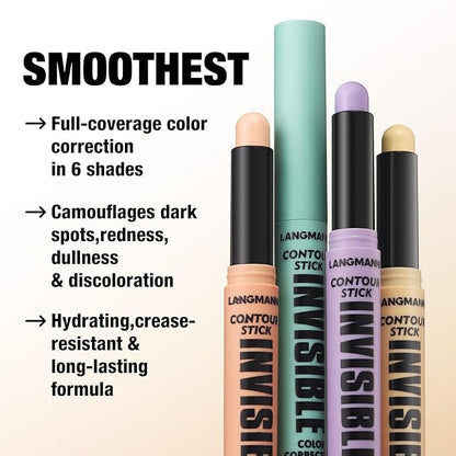 LANGMANNI Multi-Use Face Contour Stick,Highlighter & Concealer Stick,