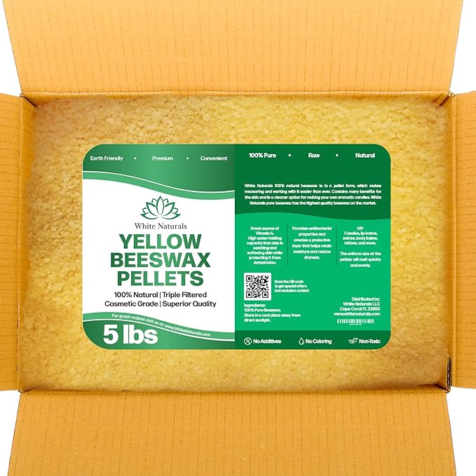 Yellow Beeswax Pellets 5lb, 100% Pure, Naturals