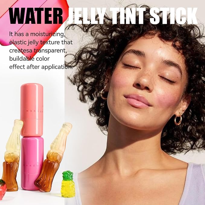 Milk Jelly Blush, Sheer Lip & Cheek Stain, Milk Cooling Water Jelly Tint, Buildable Watercolor Finish, Long Lasting Milk Jelly Blush Stick, Face Blushes, Lip Gloss for All Skin Tones, 03
