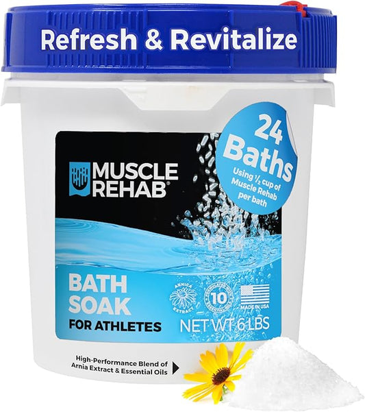 Bath Muscle Recovery Epsom Soak 6lb Bulk Pail-Arnica Bath Soak for Muscle Pain Aches and Joint Stiffness, Sleep Better, Magnesium Bath Soakwith Turmeric for Feet and Hands Too