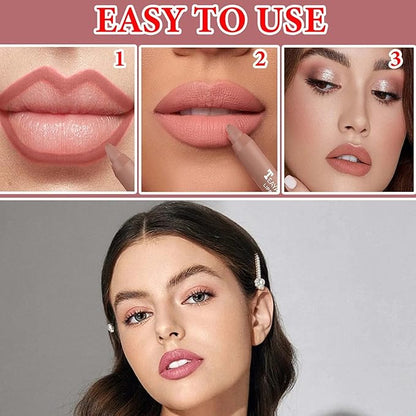 3 Pcs Matte Nude Lipstick Set,Lip Crayon Lipstick Gloss