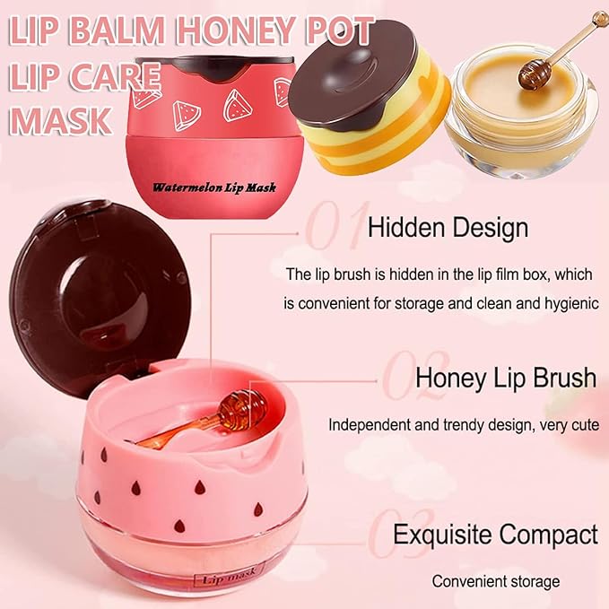 Bee Lip Balm Honey Pot,1Pcs Watermelon (Watermelon)