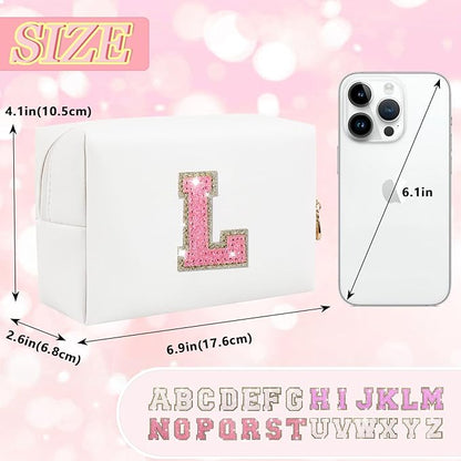 Initial letter patch makeup bag,