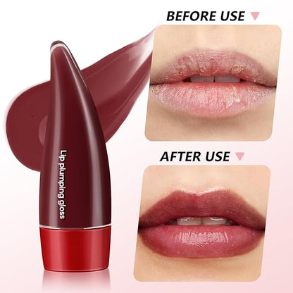 Plumping Lip Gloss,Lip Oil,Highly-Pigmented Lip Gloss,Non-Sticky Lip Stain,Long-Lasting,Moisturing Plumping
