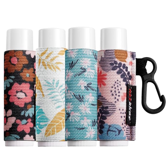 Lip Balm Holder Sleeves Keychain Chapstick (Floral