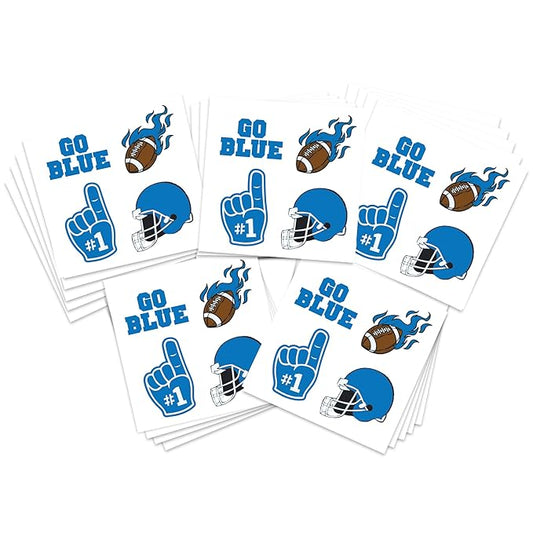 FashionTats Sport Spirit Temporary Tattoos | 100 Tattoos (Blue Finger)