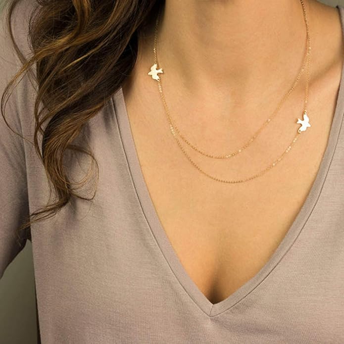 Fashion Layered Necklace Peace Dove Necklace