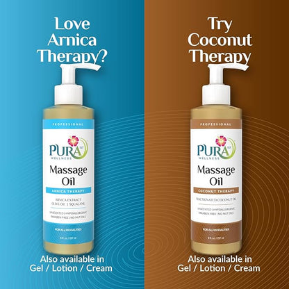 PURA Arnica Oil - Unscented Deep Tissue Massage Therapy, Hypoallergenic for Muscle Recovery, 8oz