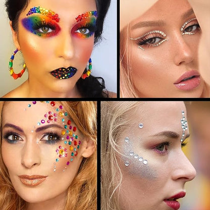 Flat Back Rhinestone Kits Colorful Rhinestones+Transparent White Gems