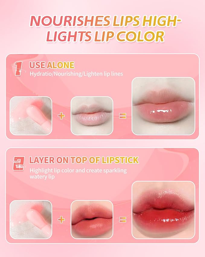 3Pcs Hydrating Lip Oil Set，High Moisturizing Lip Glow Hydrating