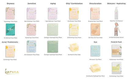 Karuna Skin - Hydrating+ Sheet Masks for Well-Moisturized & Hydrated Skin, Glow-Enhancing Face Masks Skin Care Products, Hydrating Facial Masks with Natto, Niacinamide & Sodium Lactate, 4 Sheets