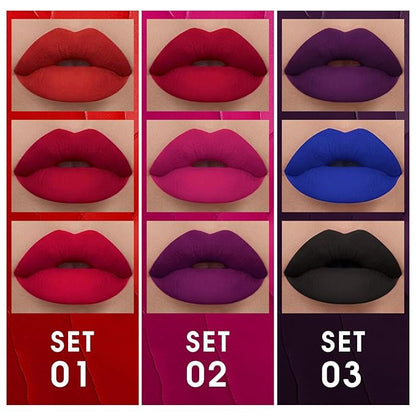 3 Colors Red Matte Liquid Lipstick Set, Burgundy Lipstick