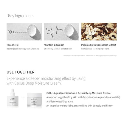 LAGOM Cellus Aqualane Solution | Korean Serum for Face, Vegetable Squalane Essence, Skincare for Glass Skin, Deep Moisturization, Skin Barrier Strengthening 1.69 Fl Oz