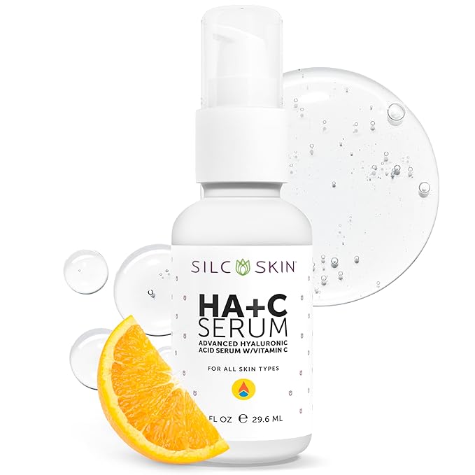 SilcSkin HA+C Serum - Hyaluronic Acid plus Vitamin C For All Skin Types, For Ultimate Hydration, 1 Fl. Oz.