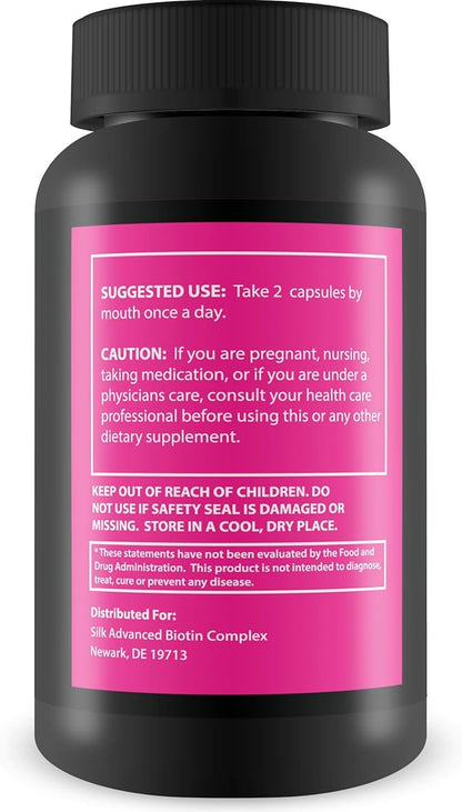 Silk Advanced Biotin Complex- Promotes Stronger, Longer, Hair-Healthier Skin- Ultimate Nail Strength
