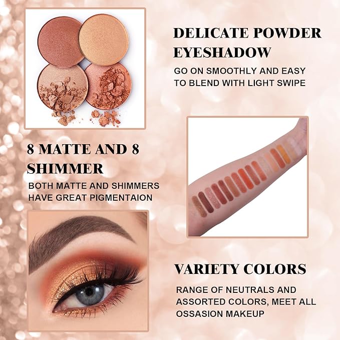 Rechoo 16 Colors Eyeshadow Make-up Palette Neked, Nude