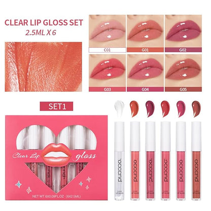 Hydrating Lip Gloss Set 6 Colors Moisturizing Glossy Hydrating