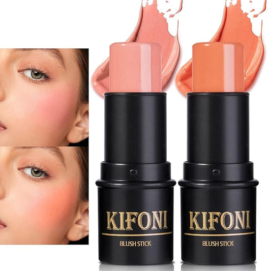 2 Pcs Cream Blush Stick Makeup Kit, Natural