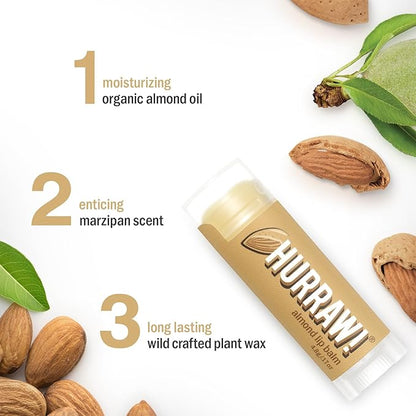 Hurraw! Almond Lip Balm, 3 Pack: Palm