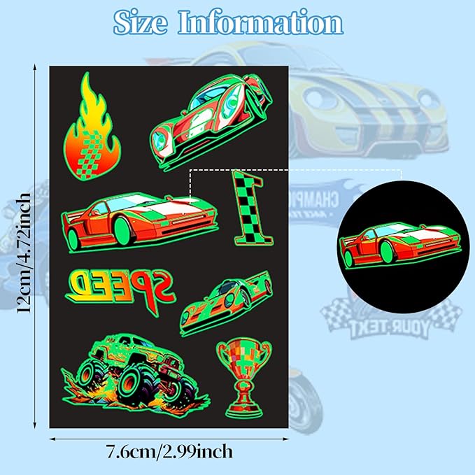 CCINEE 12 Sheets Truck Temporary Tattoos for Kids,87 Classroom Rewards