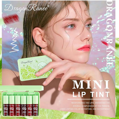 Lip Tint Korean Stain Set, 6 Colors Watery Lip Stain, Plumping Lip Gloss Mini Liquid Lipstick Long Lasting Waterproof Easy Apply Vivid Color