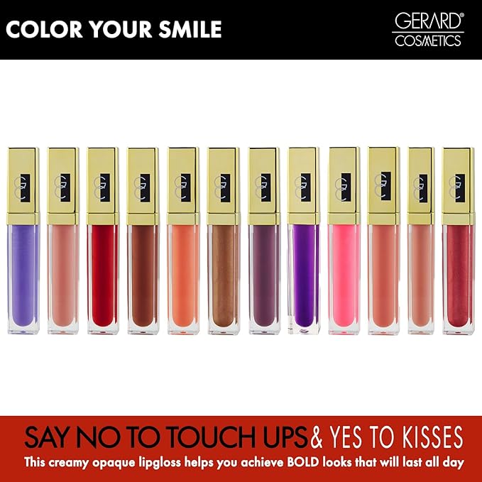 Gerard Cosmetics Color Your Smile Lip Gloss Butter Cream | Super Pigmented Pink Lip Gloss with LED Light and Mirror | Shiny Finish | Hydrating Liquid Lip Color | Cruelty Free and Made in USA