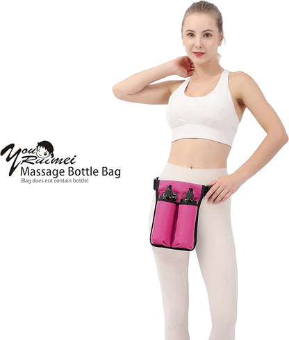 Massage Bottle Bag Massage Therapist Holster Massage Lotion Holster Massage Oil Holster（YR-2KD-Rose Red）