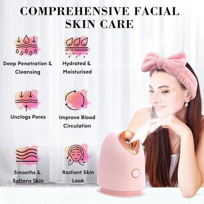 Facial Steamer Spa Kit with 17 Skin Care Tools, Nano Ionic Face Steamer for Deep Cleaning Unclogs Pores, Warm Mist Humidifier Steamer for Face Home Sauna SPA, Self Care Gifts for Women