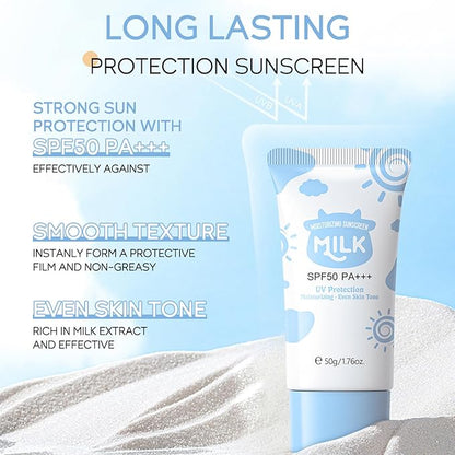 14 In 1 Milk Skincare Set for Women & Teens, Facial Kit for Women, Facial Skin Care Sets & Kits with Cleanser, Serum, Cream, Sunscreen, Eye Cream, Mask, Hair Band, Face Brush, Greeting Card, Hairpin