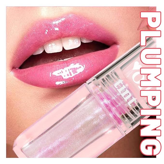 Plumping Glitter Lip Oil Tint, Big Brush Head Plumping
