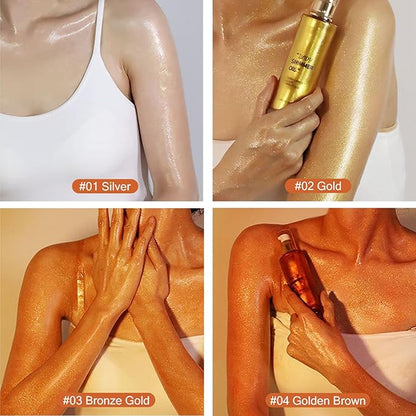 Shimmer Body Oil-Golden Brown Face Brighten Pearl Highlighter